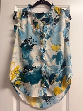 DKNY Ruffle Sleeveless Blouse